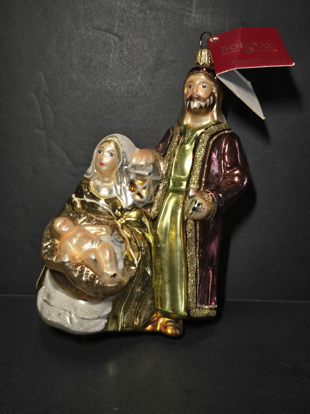 Bombay Company European Treasures Glass Mary, Joseph, Baby Ornament Vintage